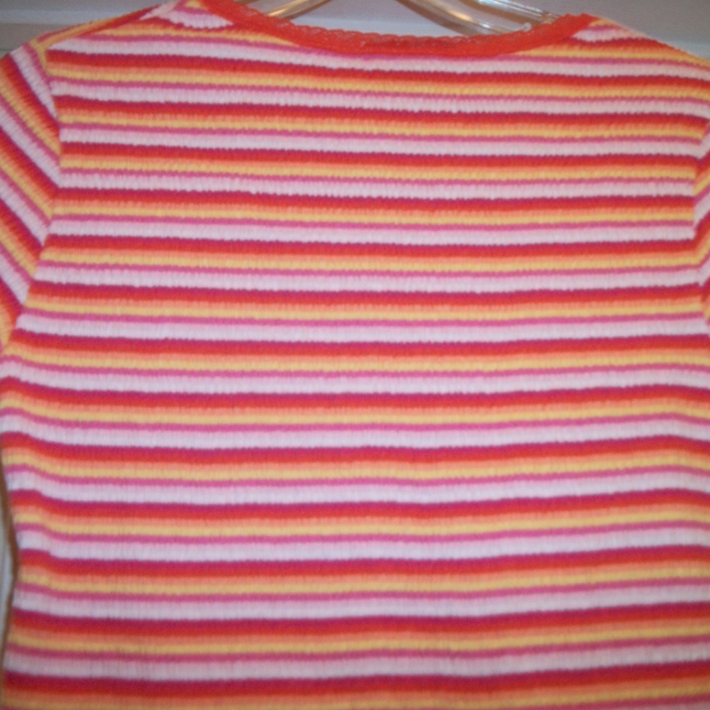FRENCH STYLED CANDYCORE FADED GLORY TEXTURE SHEERED BRIGHT TEE BLOUSE 4/6 - Picture 6 of 6